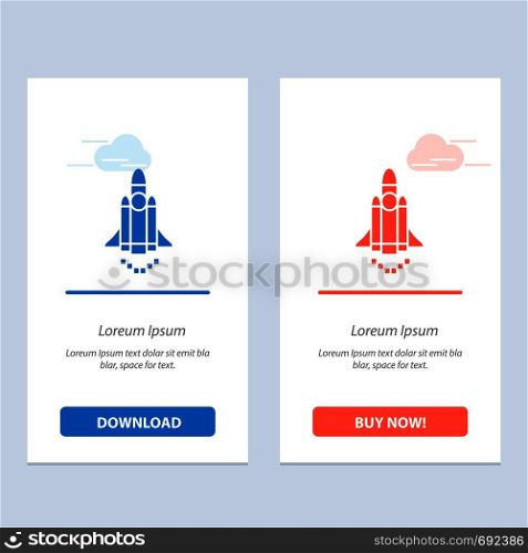 Launch, Launching, Marketing, Promote Blue and Red Download and Buy Now web Widget Card Template