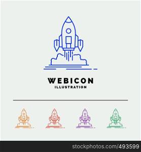 Launch, mission, shuttle, startup, publish 5 Color Line Web Icon Template isolated on white. Vector illustration. Vector EPS10 Abstract Template background
