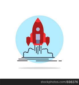 Launch, mission, shuttle, startup, publish Flat Color Icon Vector