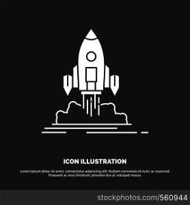 Launch, mission, shuttle, startup, publish Icon. glyph vector symbol for UI and UX, website or mobile application. Vector EPS10 Abstract Template background