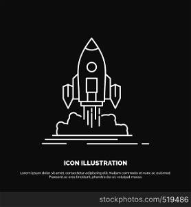 Launch, mission, shuttle, startup, publish Icon. Line vector symbol for UI and UX, website or mobile application. Vector EPS10 Abstract Template background