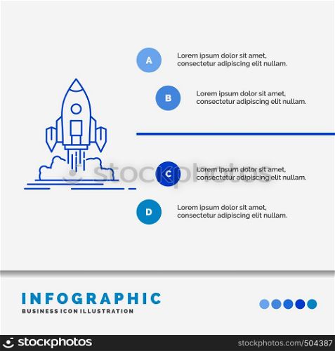 Launch, mission, shuttle, startup, publish Infographics Template for Website and Presentation. Line Blue icon infographic style vector illustration. Vector EPS10 Abstract Template background