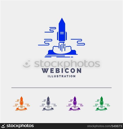 launch, Publish, App, shuttle, space 5 Color Glyph Web Icon Template isolated on white. Vector illustration. Vector EPS10 Abstract Template background