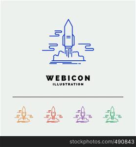 launch, Publish, App, shuttle, space 5 Color Line Web Icon Template isolated on white. Vector illustration. Vector EPS10 Abstract Template background