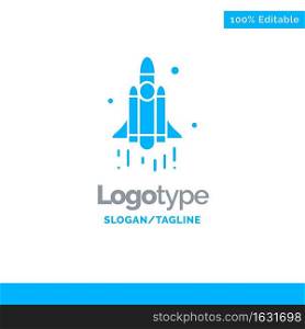 Launch, Rocket, Space, Technology Blue Solid Logo Template. Place for Tagline