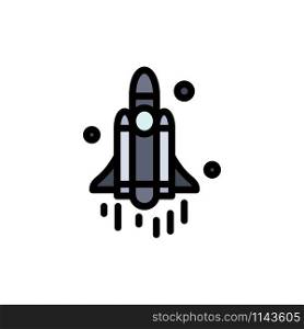 Launch, Rocket, Space, Technology Flat Color Icon. Vector icon banner Template