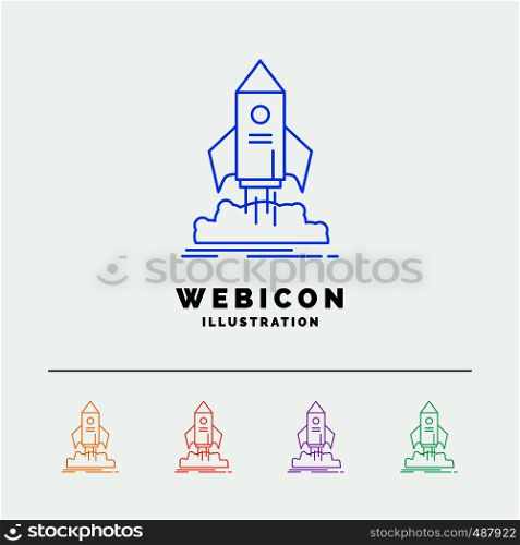 launch, startup, ship, shuttle, mission 5 Color Line Web Icon Template isolated on white. Vector illustration. Vector EPS10 Abstract Template background