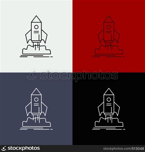 launch, startup, ship, shuttle, mission Icon Over Various Background. Line style design, designed for web and app. Eps 10 vector illustration. Vector EPS10 Abstract Template background