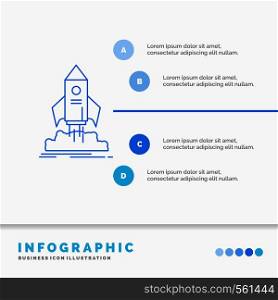launch, startup, ship, shuttle, mission Infographics Template for Website and Presentation. Line Blue icon infographic style vector illustration. Vector EPS10 Abstract Template background