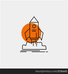 launch, startup, ship, shuttle, mission Line Icon. Vector EPS10 Abstract Template background