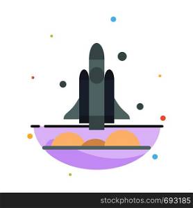 Launcher, Rocket, Spaceship, Transport, Usa Abstract Flat Color Icon Template