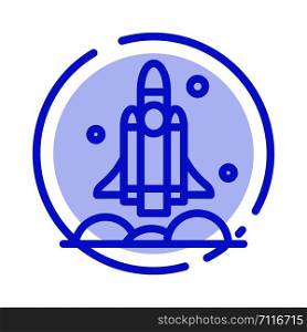Launcher, Rocket, Spaceship, Transport, Usa Blue Dotted Line Line Icon