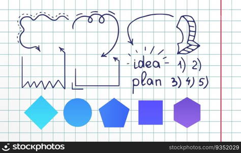 Launching idea infographic chart design element set. Project strategy. Abstract vector symbols for infochart with blank copy spaces. Instructional graphics kit. Arial, Segoe UI Emoji fonts used. Launching idea infographic chart design element set