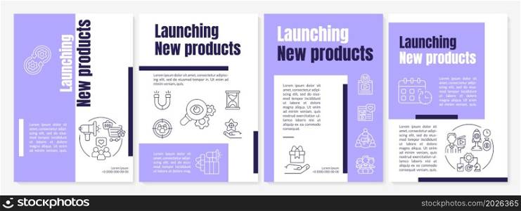 Launching new product strategy campaign brochure template. Flyer, booklet, leaflet print, cover design with linear icons. Vector layouts for presentation, annual reports, advertisement pages. Launching new product strategy campaign brochure template