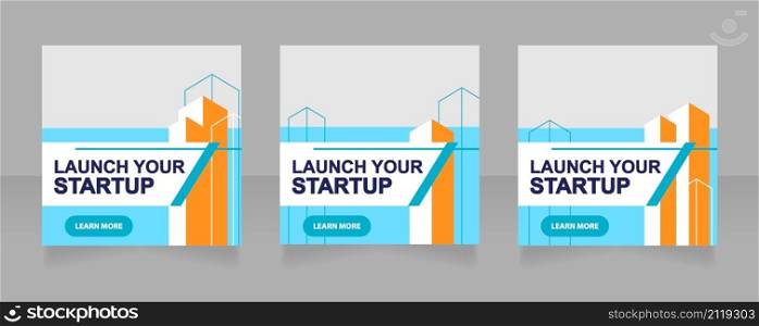 Launching startup web banner design template. Business model. Vector flyer with text space. Advertising placard with customized copyspace. Printable poster for advertising. Arial font used. Launching startup web banner design template