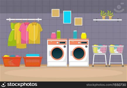 Laundromat Clothes Washing Machine Laundry Tools Modern Interior