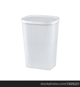 Laundry Basket For Storage Dirty Clothes Vector. Empty Blank Plastic Wicker Basket For Storaging Fabric Clothing. Container Box For Holding And Transporting Garment Layout Realistic 3d Illustration. Laundry Basket For Storage Dirty Clothes Vector