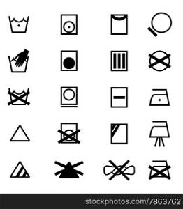 Laundry care symbols. Vector set. Black style.