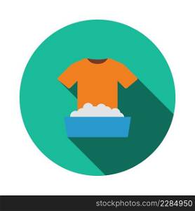 Laundry Clothes Icon. Flat Circle Stencil Design With Long Shadow. Vector Illustration.