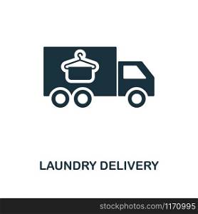 Laundry Delivery creative icon. Simple element illustration. Laundry Delivery concept symbol design from cleaning collection. Can be used for mobile and web design, apps, software, print.. Laundry Delivery icon. Line style icon design from cleaning icon collection. UI. Illustration of laundry delivery icon. Pictogram isolated on white. Ready to use in web design, apps, software, print.
