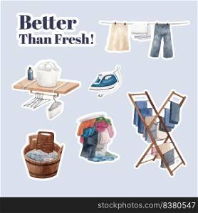 Laundry equipment sticker watercolor