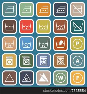 Laundry flat icons on blue background, stock vector