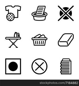 Laundry icon set. Outline set of 9 laundry vector icons for web design isolated on white background. Laundry icon set, outline style