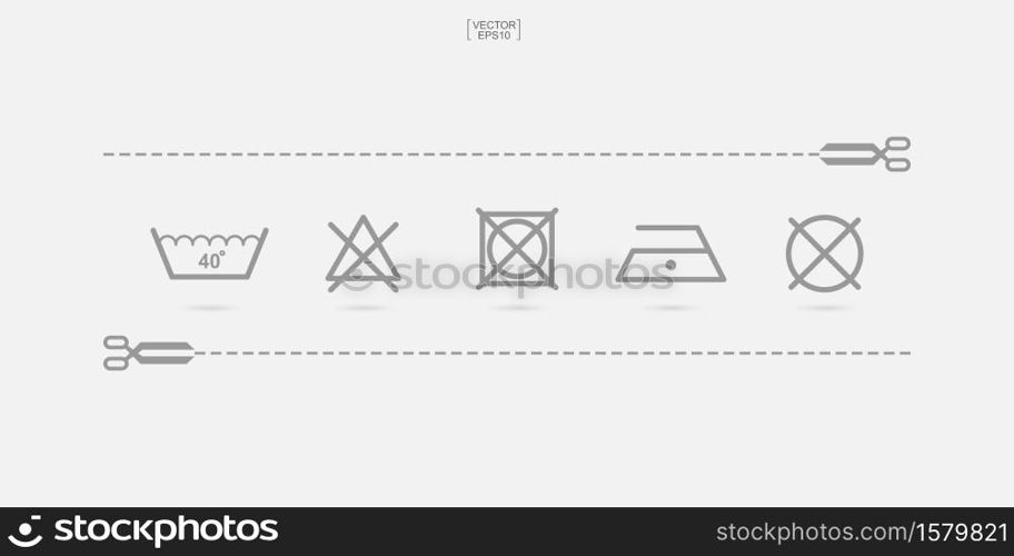 Laundry icon set. Washing care sign and symbol. Vector illustration