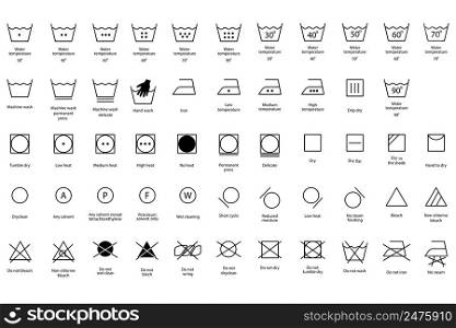 Laundry icons set for cloth design. Cleaning machine. Clothes care icons. Vector illustration. stock image. EPS 10.. Laundry icons set for cloth design. Cleaning machine. Clothes care icons. Vector illustration. stock image.