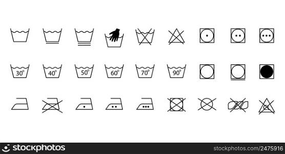 Laundry icons set for cloth design. Cleaning machine. Clothes care icons. Vector illustration. stock image. EPS 10.. Laundry icons set for cloth design. Cleaning machine. Clothes care icons. Vector illustration. stock image.