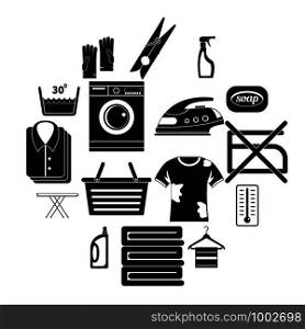 Laundry icons set. Simple illustration of 16 laundry vector icons for web. Laundry icons set, simple style