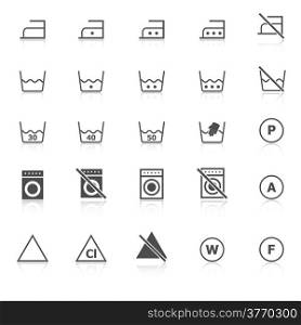 Laundry icons with reflect on white background, stock vector