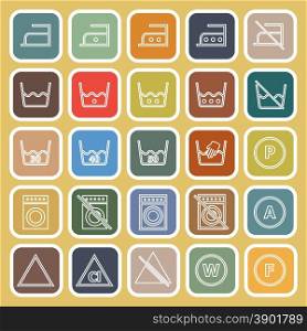 Laundry line flat icons on yellow background, stock vector