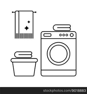Laundry line icon. Sign of cleanliness, laundry, cleaning, home, hotel amenities, service quality.