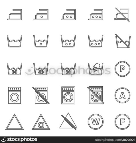 Laundry line icons on white background, stock vector