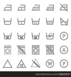 Laundry line icons on white background, stock vector