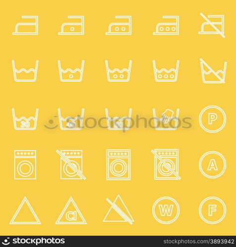 Laundry line icons on yellow background, stock vector