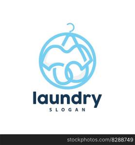 Laundry Logo, Cleaning Washing Vector, Laundry Icon With Washing Machine, Clothes and Foam Bubble, Illustration Symbol Design Template