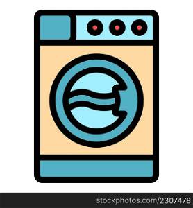 Laundry machine icon. Outline laundry machine vector icon color flat isolated. Laundry machine icon color outline vector