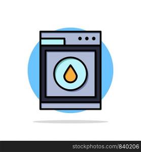 Laundry, Machine, Washing, Robot Abstract Circle Background Flat color Icon
