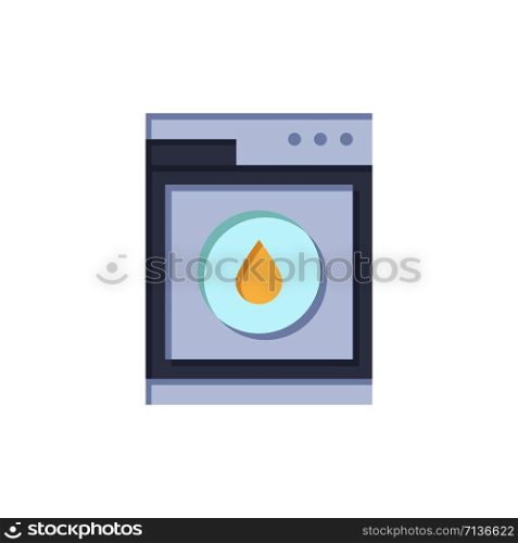 Laundry, Machine, Washing, Robot Flat Color Icon. Vector icon banner Template