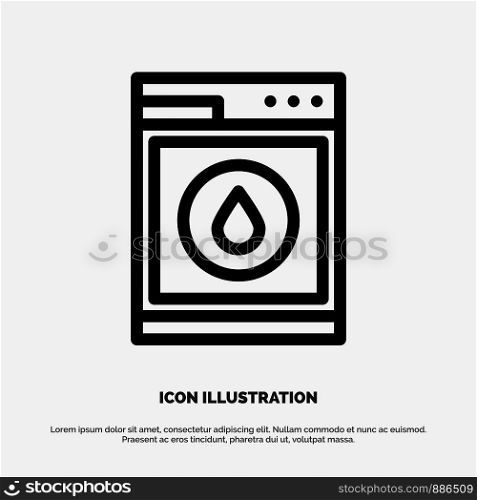 Laundry, Machine, Washing, Robot Vector Line Icon