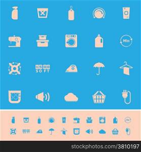 Laundry related color icons on blue background, stock vector