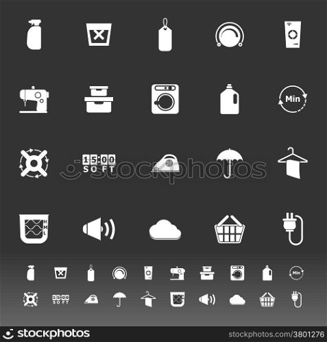 Laundry related icons on gray background, stock vector