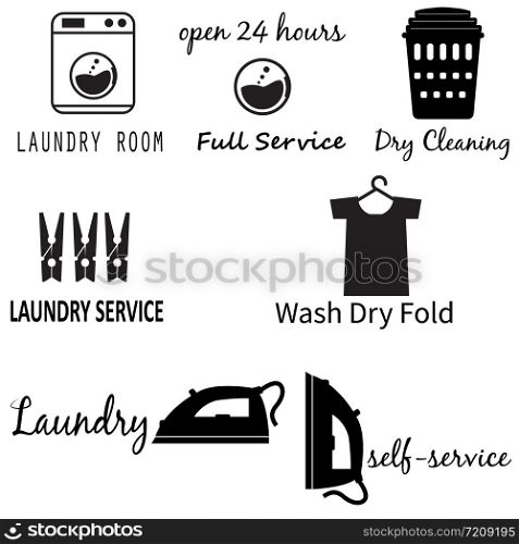 Laundry Room icon on white background. flat style. Laundry Machine icon for your web site design, logo, app, UI. set of laundry logos. dry cleaning service sign.
