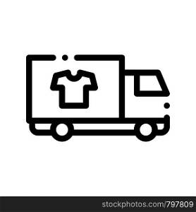 Laundry Service Delivery Vector Thin Line Icon. Truck Cargo Laundry Service, Washing Clothes Dress Linear Pictogram. Laundromat, Dry-Cleaning, Launderette, Stain Removal Contour Illustration. Laundry Service Delivery Vector Thin Line Icon
