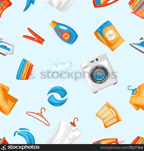 Laundry service seamless pattern with professional items. Washing and cleaning background.. Laundry service seamless pattern with professional items.