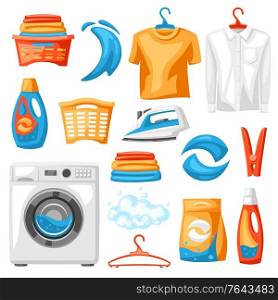 Laundry service set of professional items. Washing and cleaning collection.. Laundry service set of professional items.