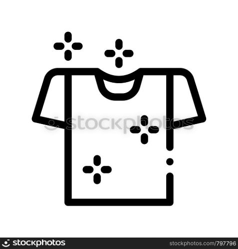 Laundry Service Washed T-shirt Vector Line Icon. Clean Wear Laundry Service, Washing Clothes Dress Linear Pictogram. Laundromat, Dry-Cleaning, Launderette, Ironing Contour Illustration. Laundry Service Washed T-shirt Vector Line Icon