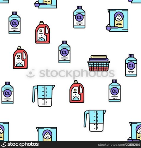 Laundry Service Washing Clothes Vector Seamless Pattern Thin Line Illustration. Laundry Service Washing Clothes Vector Seamless Pattern